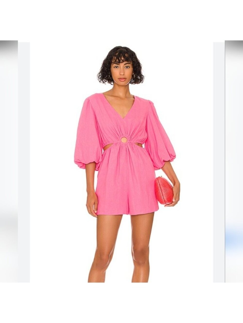 1 State Pink Cutout Linen Blend Romper